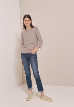 Load and play video in Gallery viewer, Cecil Taupe Striped Top 323885
