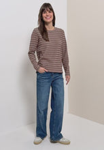 Load and play video in Gallery viewer, Cecil Striped Taupe Top 324548
