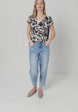 Load and play video in Gallery viewer, Street One Navy V-Neck Printed Top 324801
