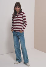 Load and play video in Gallery viewer, Cecil Red Wine Striped Polo 325892
