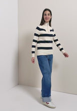 Load and play video in Gallery viewer, Cecil Cream And Navy Stripped Sweater 303753/25512
