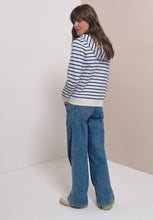 Load and play video in Gallery viewer, Cecil Zipped Striped Blue Hoodie 325644
