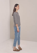 Load and play video in Gallery viewer, Cecil Striped Boatneck Top in Navy 323885
