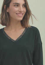 Load and play video in Gallery viewer, Street One Green Top With Lace Collar 326061
