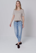 Load and play video in Gallery viewer, Street One  Beige and white striped shirt 324772/25617
