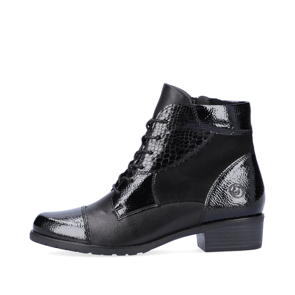 Remonte Black Patent Ankle Boot D6882-01