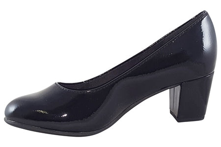 Jana Low Heel Court Shoe - Black Patent 8-22469-29