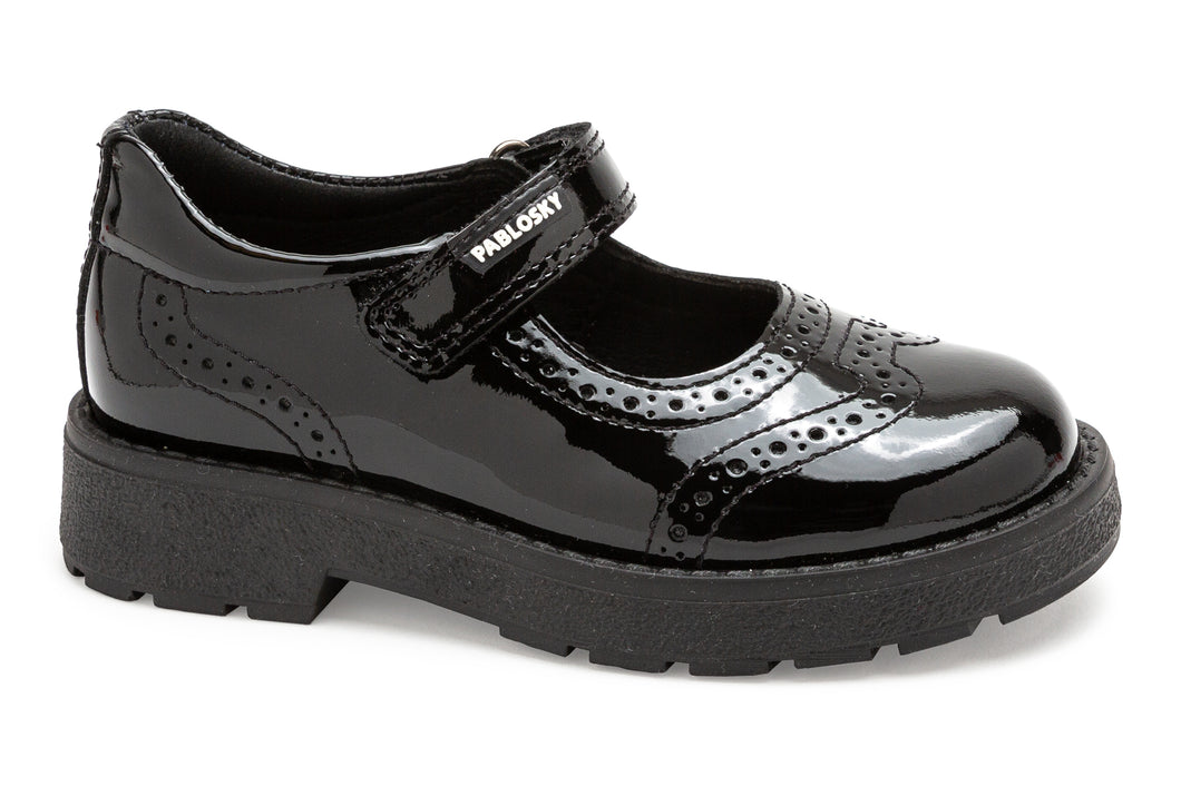 Pablosky Girls Black Patent School Shoe 345519