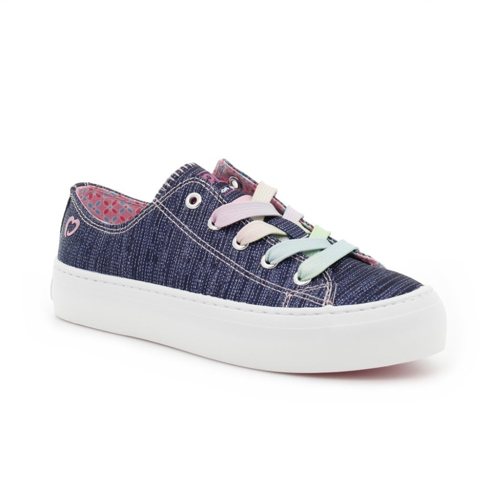 Pablosky Girls Denim and Navy Glitter Canvas 963220